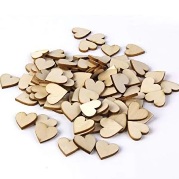 Badaboum Lot De 48 Coeurs En Bois Naturel Pour D Co De Table