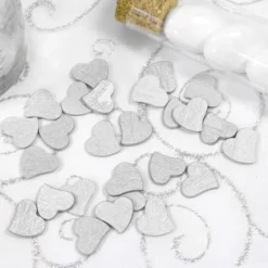 Badaboum Lot De 30 Petits Confettis Coeurs En Bois M Tallis Argent