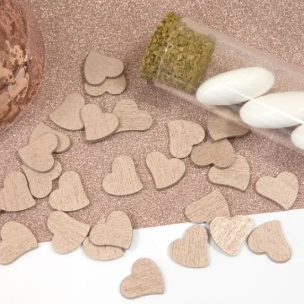 Badaboum Lot De 30 Petits Confettis Coeurs En Bois M Tallis Rose Gold