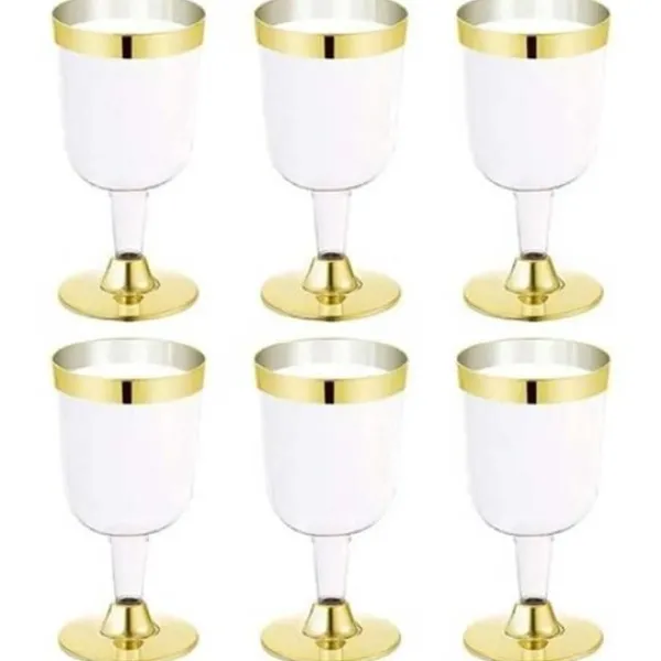 Badaboum Lot De 6 Verres A Vin Plastique Or Pas Cher