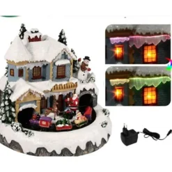 Badaboum Maison De Noel Lumineuse Et Anim Avec Train Clearance
