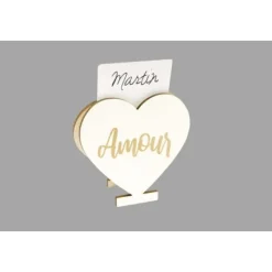 Badaboum Marque En Place Bois Coeur Amour Or