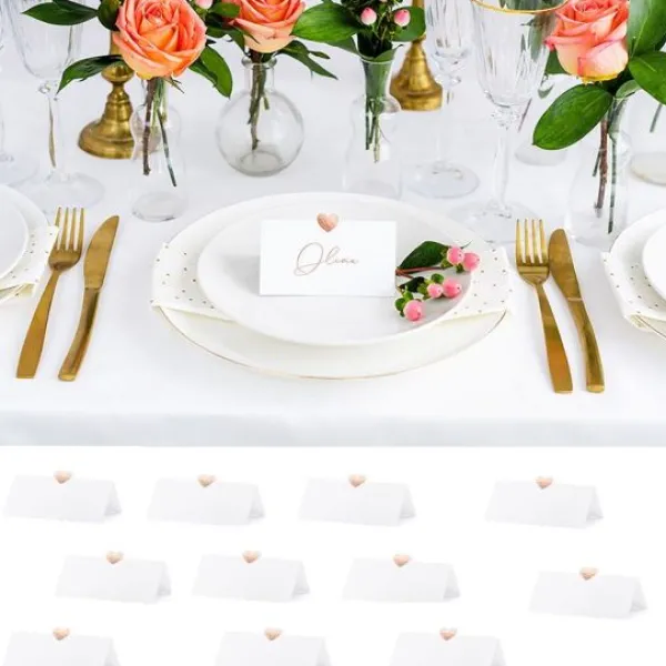 Badaboum Marque Place Blanc Avec Coeur Rose Gold X 10 Pi Ces