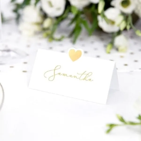 Badaboum Marque Place Blanc Avec Coeur Or X 10 Pi Ces