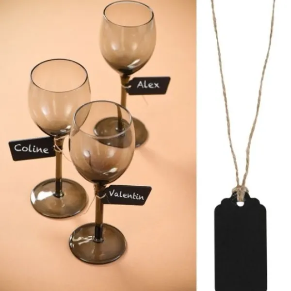Badaboum Marque Place Etiquette En Bois Noir X6 Pi Ces