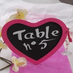Badaboum Marque Table Coeur G Ant Ardoise Fuchsia 30 Cm