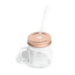 Badaboum Mason Jar Rose Gold Avec Paille