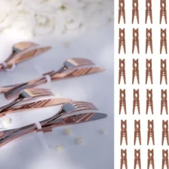 Badaboum Mini Pince Linge En Bois Rose Gold Pour Deco Mariage X 24 Pi Ces