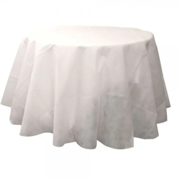 Badaboum Nappe Ronde 300Cm Blanche En Tissu Intisse