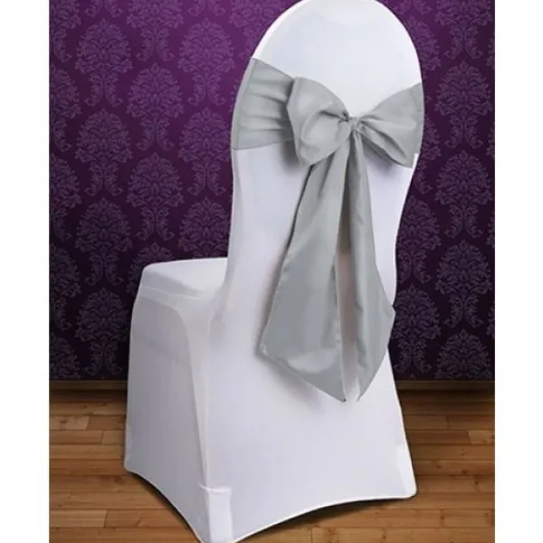 Badaboum Noeud De Chaise Mariage En Satin Argent