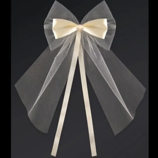 Badaboum Noeud En Satin Et Tulle Ecru 18Cm X 2 Pi Ces New