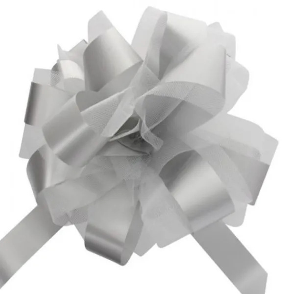 Badaboum Noeud En Tulle Gris Argent 50Cm X2 Sale