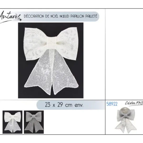 Badaboum Noeud Papillon Paillet De Noel Argent New