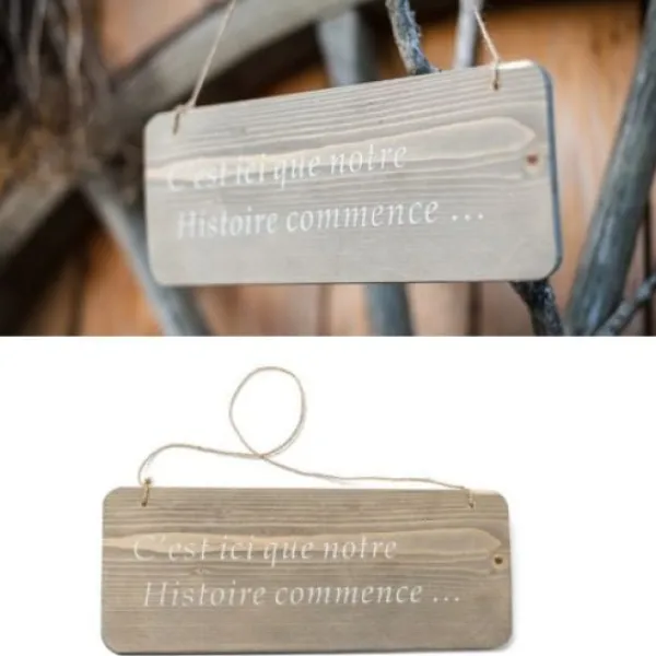 Badaboum Panneau Bois C'Est Ici Que Notre Histoire Commence