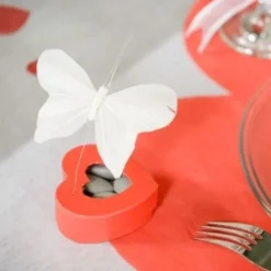 Badaboum Papillon Mariage Blanc Sur Tige X 6 Pi Ces