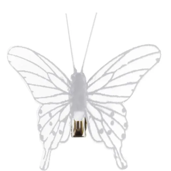 Badaboum Papillon Transparent Sur Clip Blanc X 4 Pi Ces