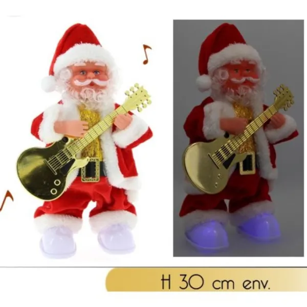 Badaboum Pere Noel Automate Guitariste Pieds Lumineux