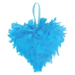 Badaboum Petit Coeur En Plume Turquoise 12Cm