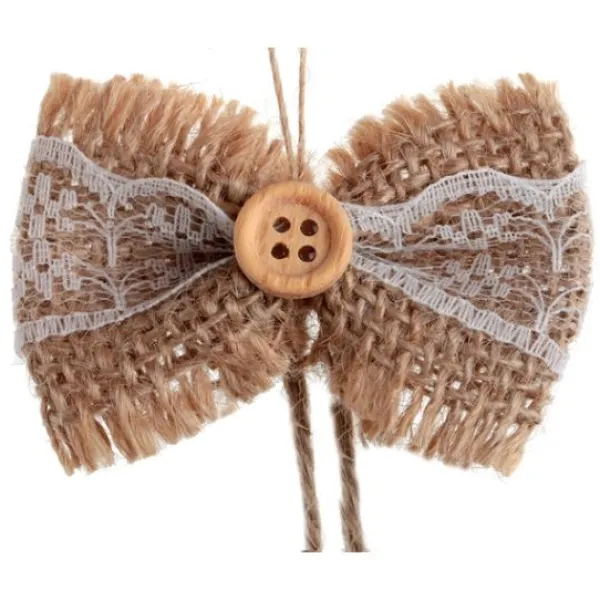Clearance Petit Noeud En Jute Dentelle Avec Ruban X 6 Pi Ces Theme Dentelle