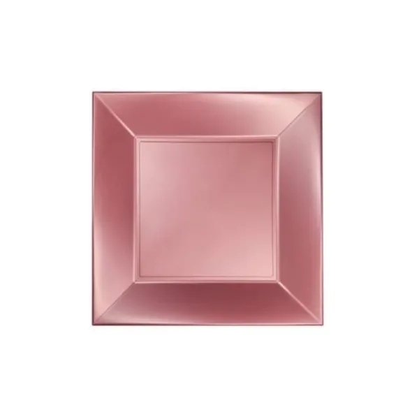 Badaboum Petite Assiette En Plastique Carr E Rose Gold Chrome 18Cm X 8 Pi Ces