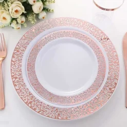 Badaboum Petite Assiette Plastique Arabesque Rose Gold X 10 Pi Ces
