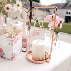 Badaboum Photophore Broom Verre Et M Tal Rose Gold 25X16 Cm
