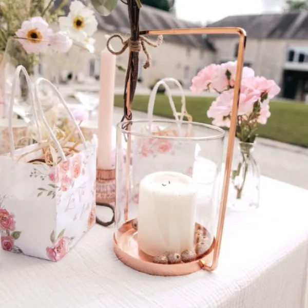 Badaboum Photophore Broom Verre Et M Tal Rose Gold 25X16 Cm