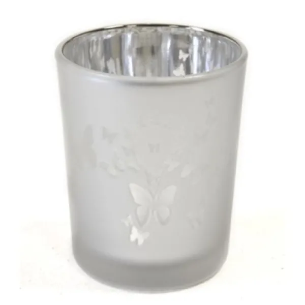 Badaboum Photophore Decor Papillon Argent