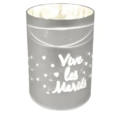 Badaboum Photophore Led Argent Vive Les Mari S Avec Coeur