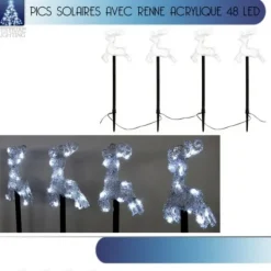 Badaboum Pics Solaires Avec Renne Acrylique 48 Led Hot