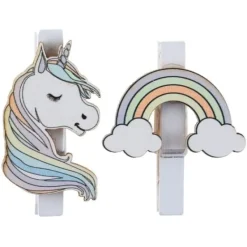 Pince En Bois Licorne X 6 Pi Ces Theme Licorne