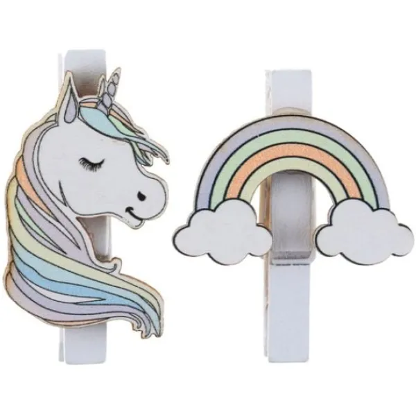 Pince En Bois Licorne X 6 Pi Ces Theme Licorne