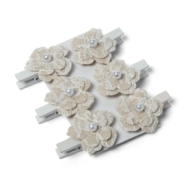 Discount Pince Marque Place Fleur Jute Dentelle X 6 Pi Ces Theme Dentelle