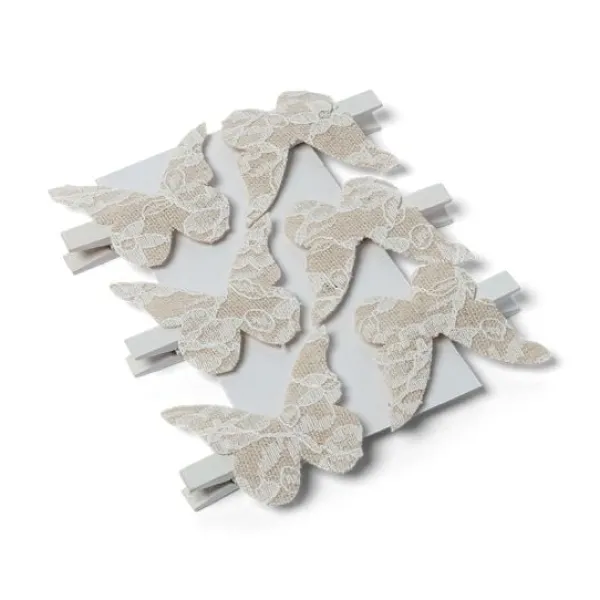 Discount Pince Marque Place Papillon Jute Dentelle X 6 Pi Ces Theme Dentelle