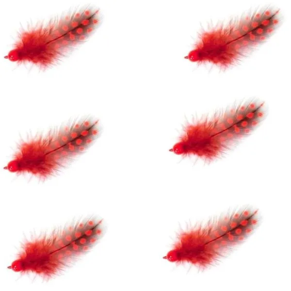 Badaboum Plume Avec Perle Rouge X 6 Pi Ces