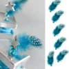 Badaboum Plume Avec Perle Turquoise X 6 Pi Ces