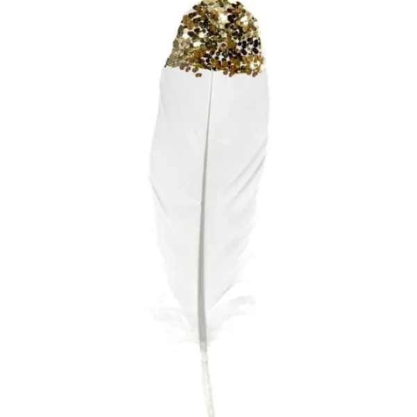 Badaboum Plume Mariage Paillet Or X 6 Pi Ces
