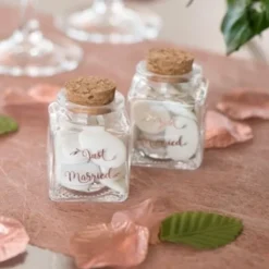 Badaboum Pot Encrier Just Married Rose Gold En Verre Transparent