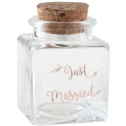 Badaboum Pot Encrier Just Married Rose Gold En Verre Transparent