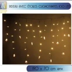 Badaboum Rideau Lumineux Avec Etoile 100 Led Blanc Chaud Sale