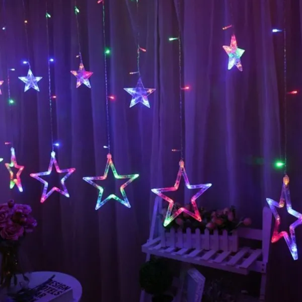 Badaboum Rideau Lumineux Noel Etoiles 3D 96 Led Multicolore Sale
