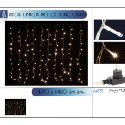 Badaboum Rideau Lumineux Pas Cher 180 Led Blanc Chaud Sale