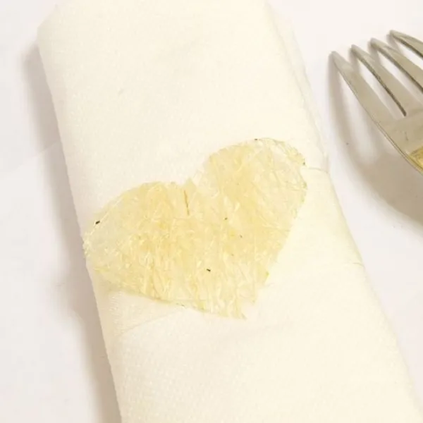 Badaboum Rond De Serviette Coeur En Abaca Ivoire X 6 Pi Ces