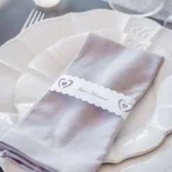 Badaboum Rond De Serviette En Carton Coeur Avec Dentelle Just Married X 20 Pi Ces Discount