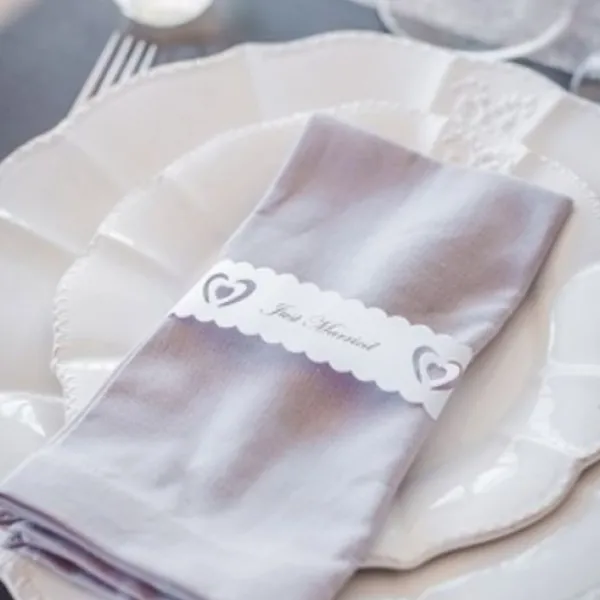 Badaboum Rond De Serviette En Carton Coeur Avec Dentelle Just Married X 20 Pi Ces Discount