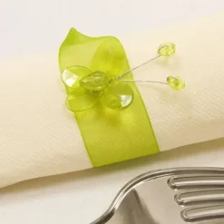 Badaboum Rond De Serviette Mariage Papillon Vert Anis X 6 Pi Ces