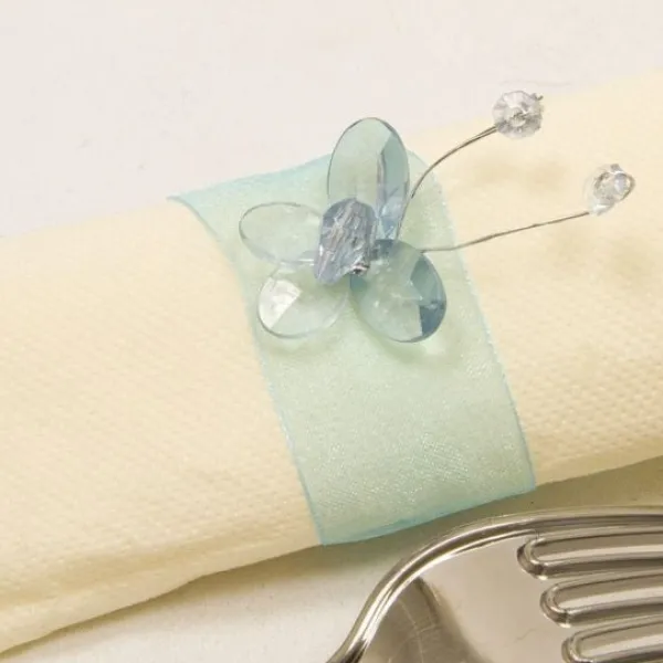 Badaboum Rond De Serviette Mariage Papillon Turquoise X 6 Pi Ces