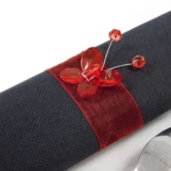 Badaboum Rond De Serviette Mariage Papillon Rouge X 6 Pi Ces