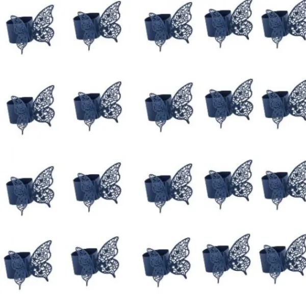 Badaboum Rond De Serviette Papillon Bleu Marine X 20 Pi Ces Clearance