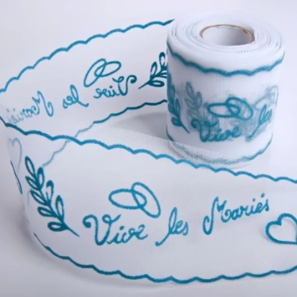 Badaboum Rouleau De Tulle Floqu Vive Les Mari S Turquoise